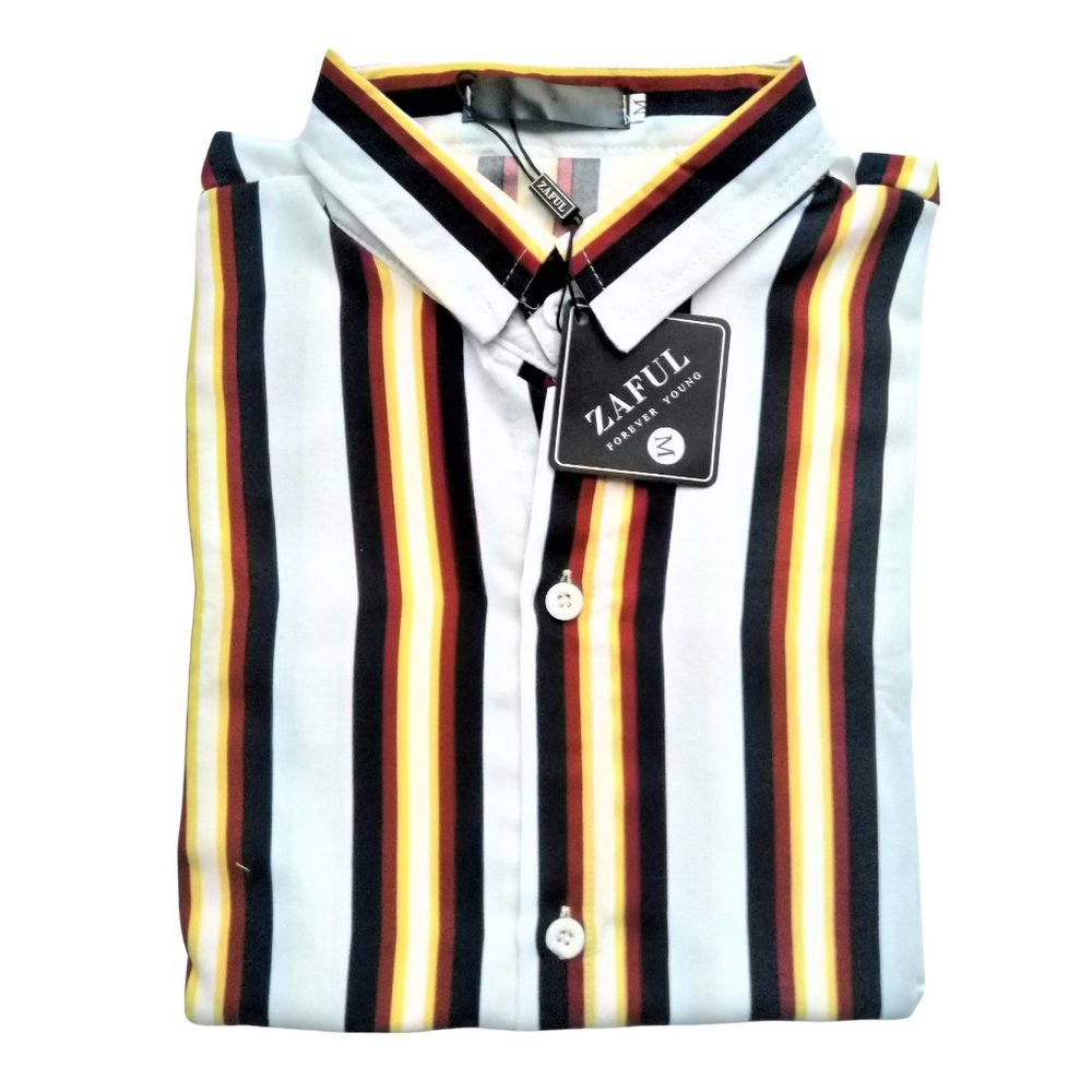Zaful Button Up Vertical Stripe Shirt, Medium